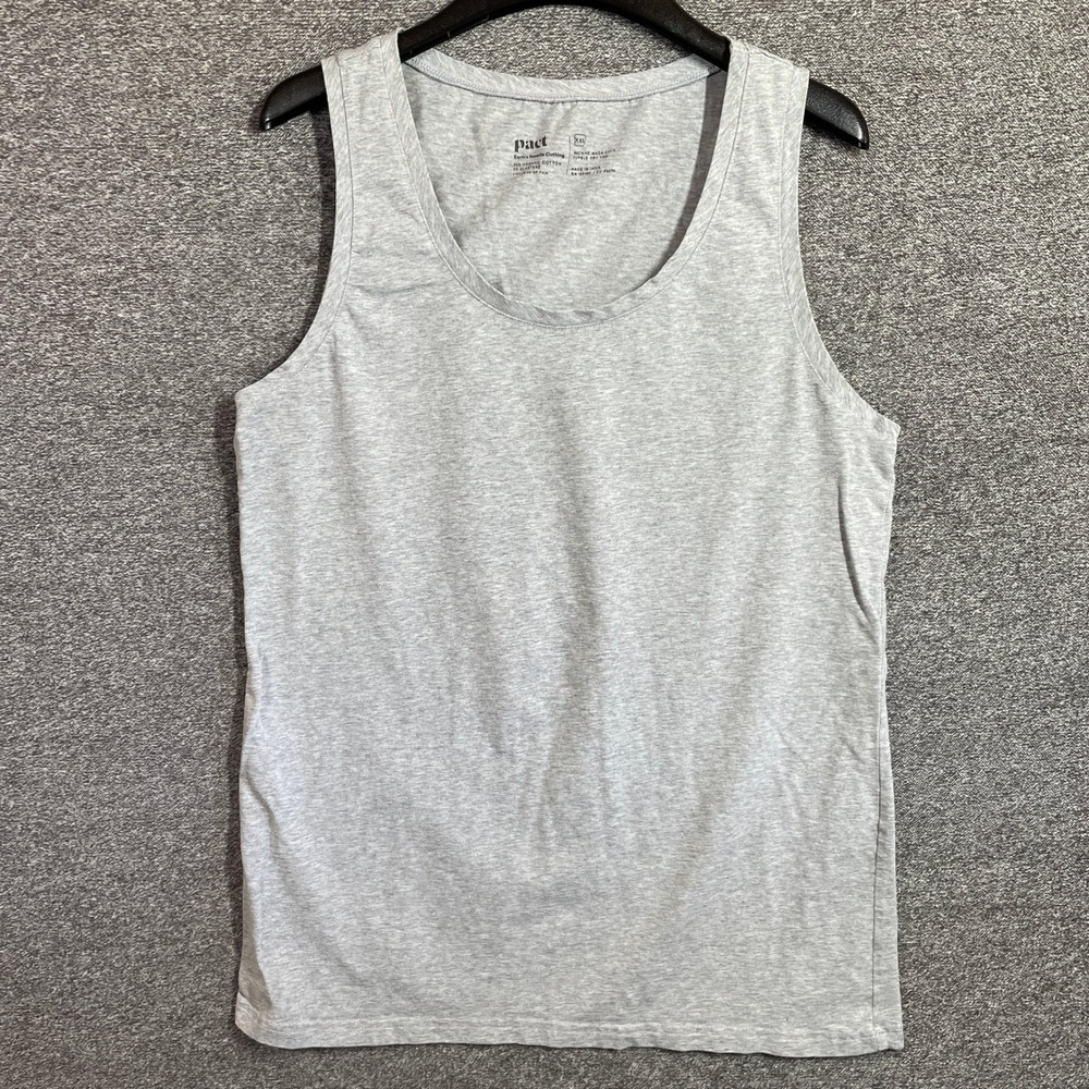 Pact Organic Cotton Tank Top Heather Gray Scoop Neck Sleeveless XXL